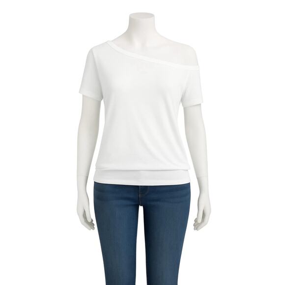 TORRID Plus Size 4 (26) Off-Shoulder Featherlight Slub Tee White - Picture 3 of 7